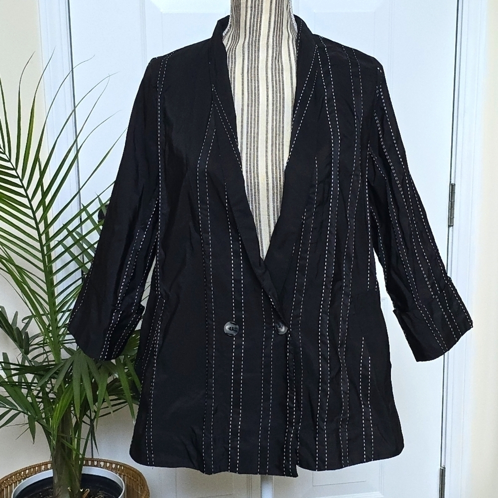 NWOT Alembika Urban Black Kate Topstitched Jacket Size 4 (14 Equivalent)